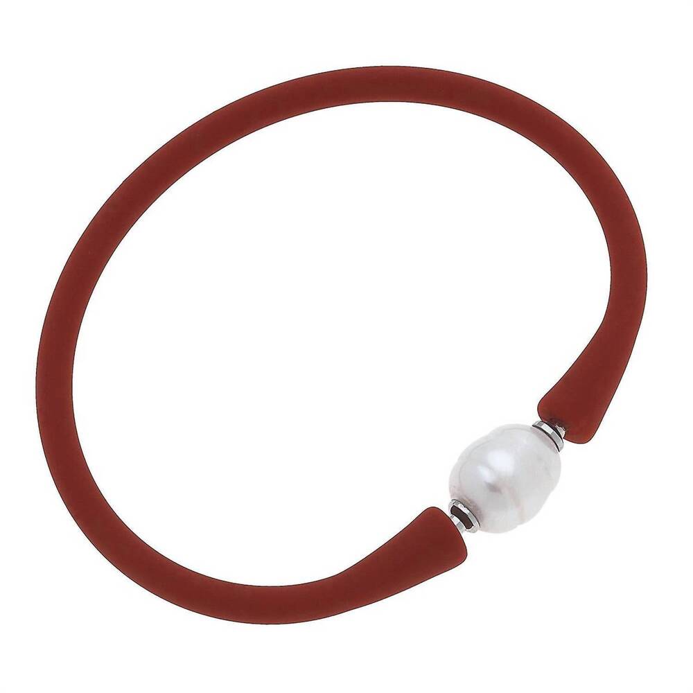 NEW CANVAS STYLE kids' bali freshwater pearl silicone bracelet in rust